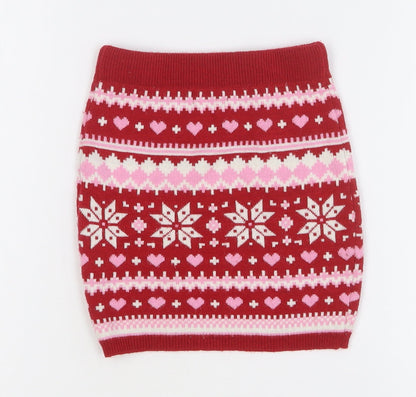 PEP&CO Girls Multicoloured Fair Isle Acrylic Straight & Pencil Skirt Size 3-4 Years Regular Pull On