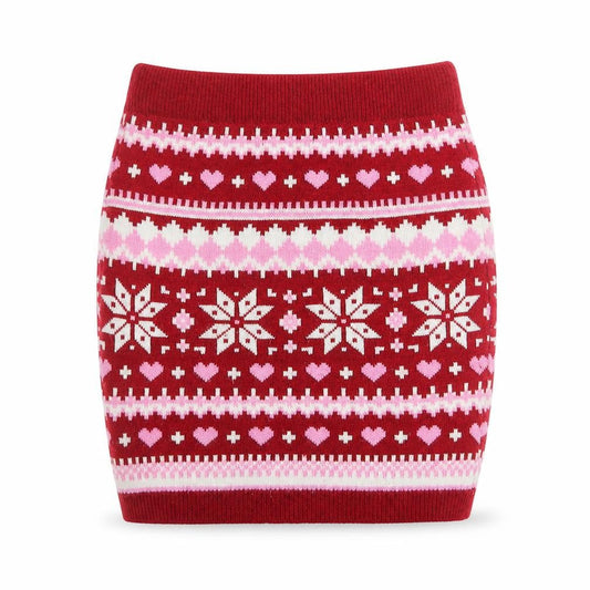 PEP&CO Girls Multicoloured Fair Isle Acrylic Straight & Pencil Skirt Size 3-4 Years Regular Pull On