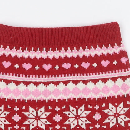 PEP&CO Girls Multicoloured Fair Isle Acrylic Straight & Pencil Skirt Size 3-4 Years Regular Pull On