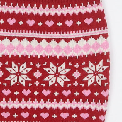 PEP&CO Girls Multicoloured Fair Isle Acrylic Straight & Pencil Skirt Size 3-4 Years Regular Pull On
