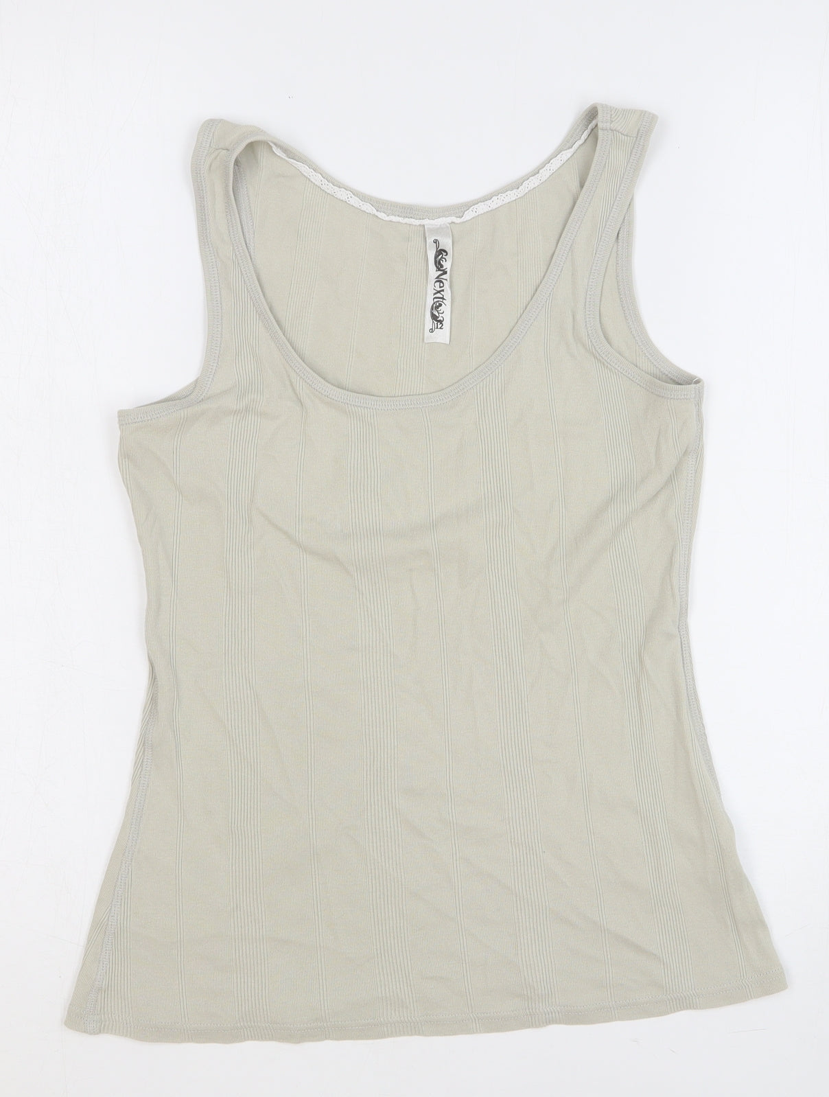 NEXT Womens Beige 100% Cotton Basic Tank Size 12 Round Neck
