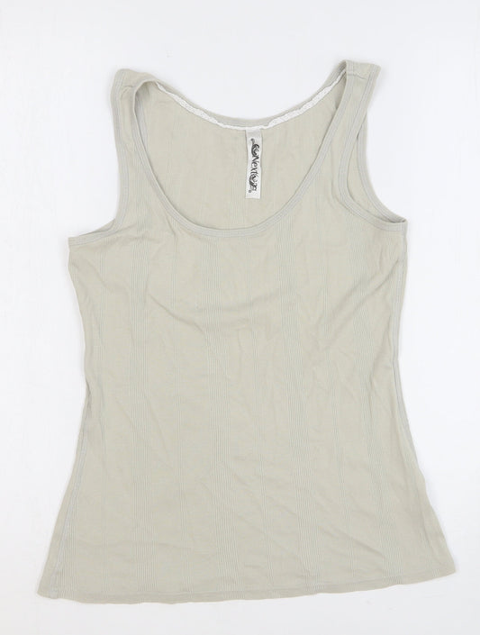 NEXT Womens Beige 100% Cotton Basic Tank Size 12 Round Neck