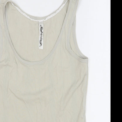 NEXT Womens Beige 100% Cotton Basic Tank Size 12 Round Neck