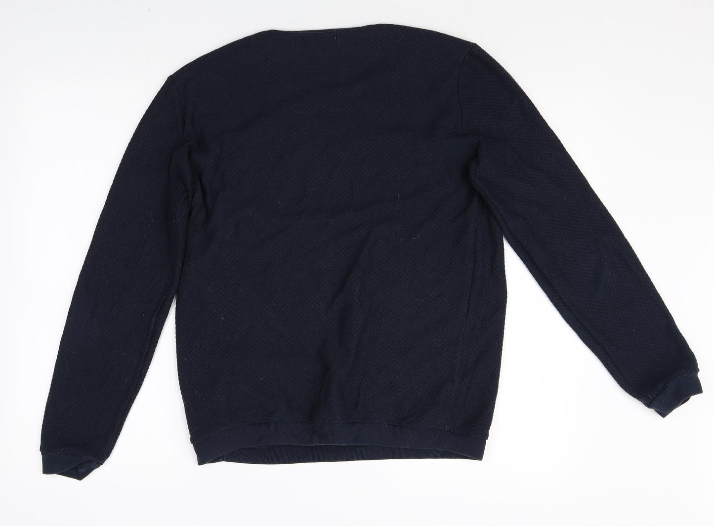 Zara Mens Blue Round Neck Polyester Pullover Jumper Size M Long Sleeve