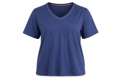 Mark Alexander Womens Blue Cotton Basic T-Shirt Size 14 V-Neck