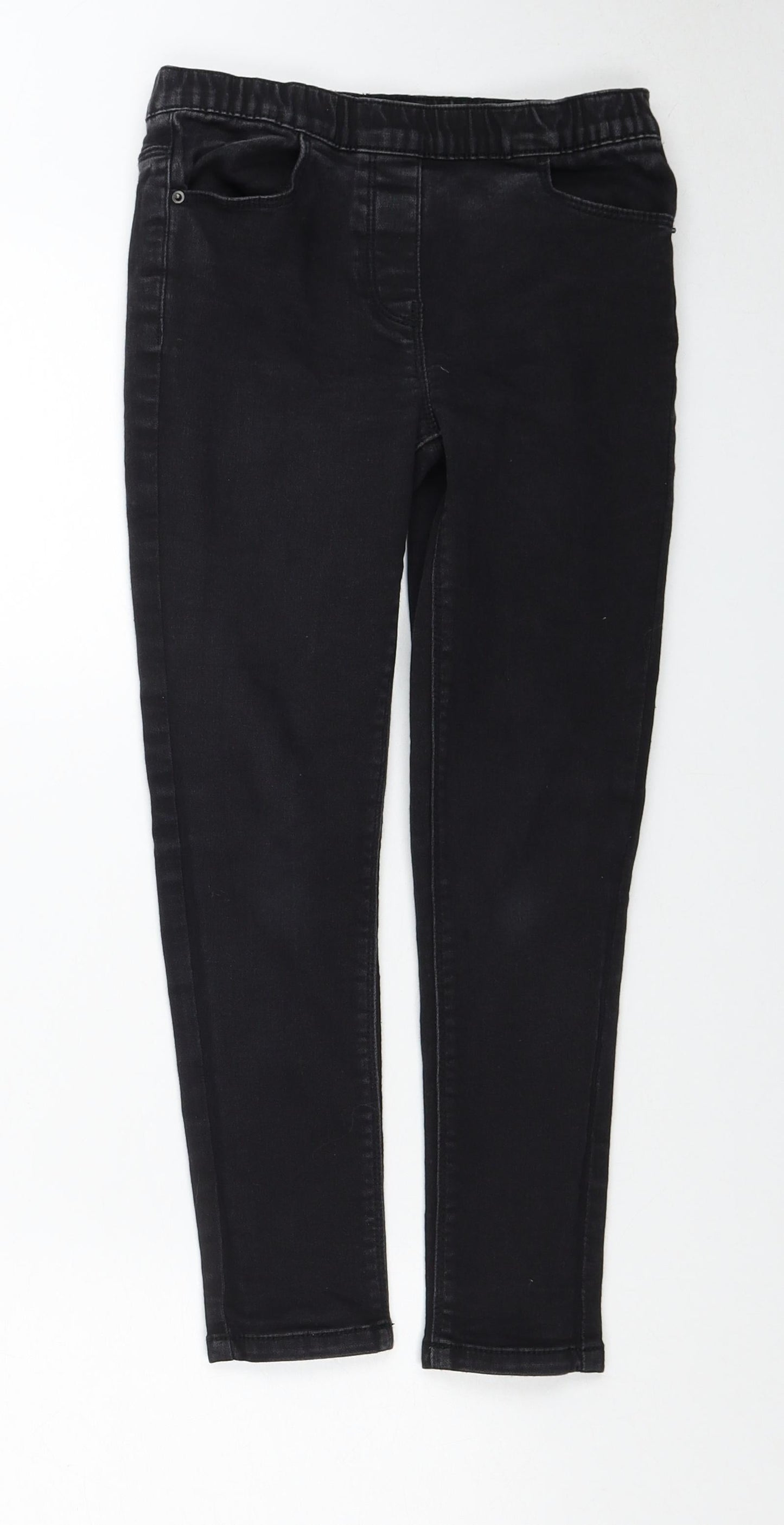 Matalan Girls Black Cotton Skinny Jeans Size 9 Months Regular Pullover