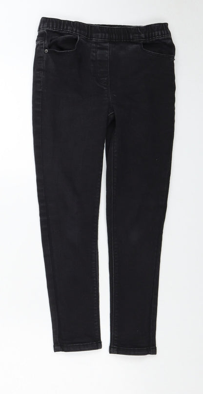 Matalan Girls Black Cotton Skinny Jeans Size 9 Months Regular Pullover
