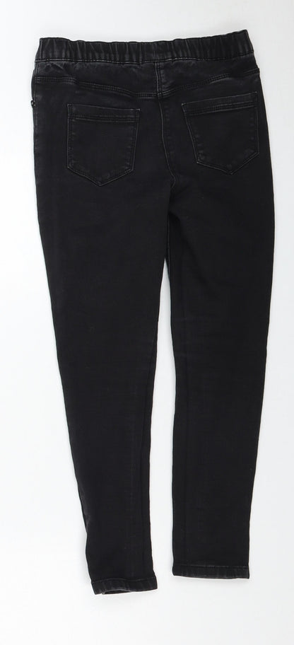 Matalan Girls Black Cotton Skinny Jeans Size 9 Months Regular Pullover