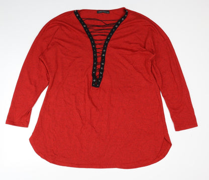 Womens UK Size 4XL Zanzea Red Pullover Jumper