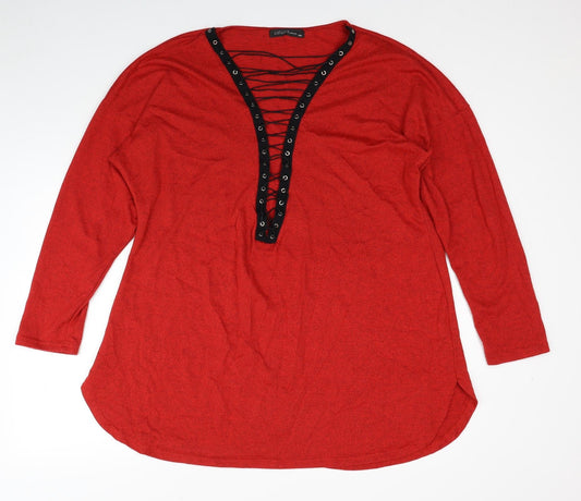 Womens UK Size 4XL Zanzea Red Pullover Jumper