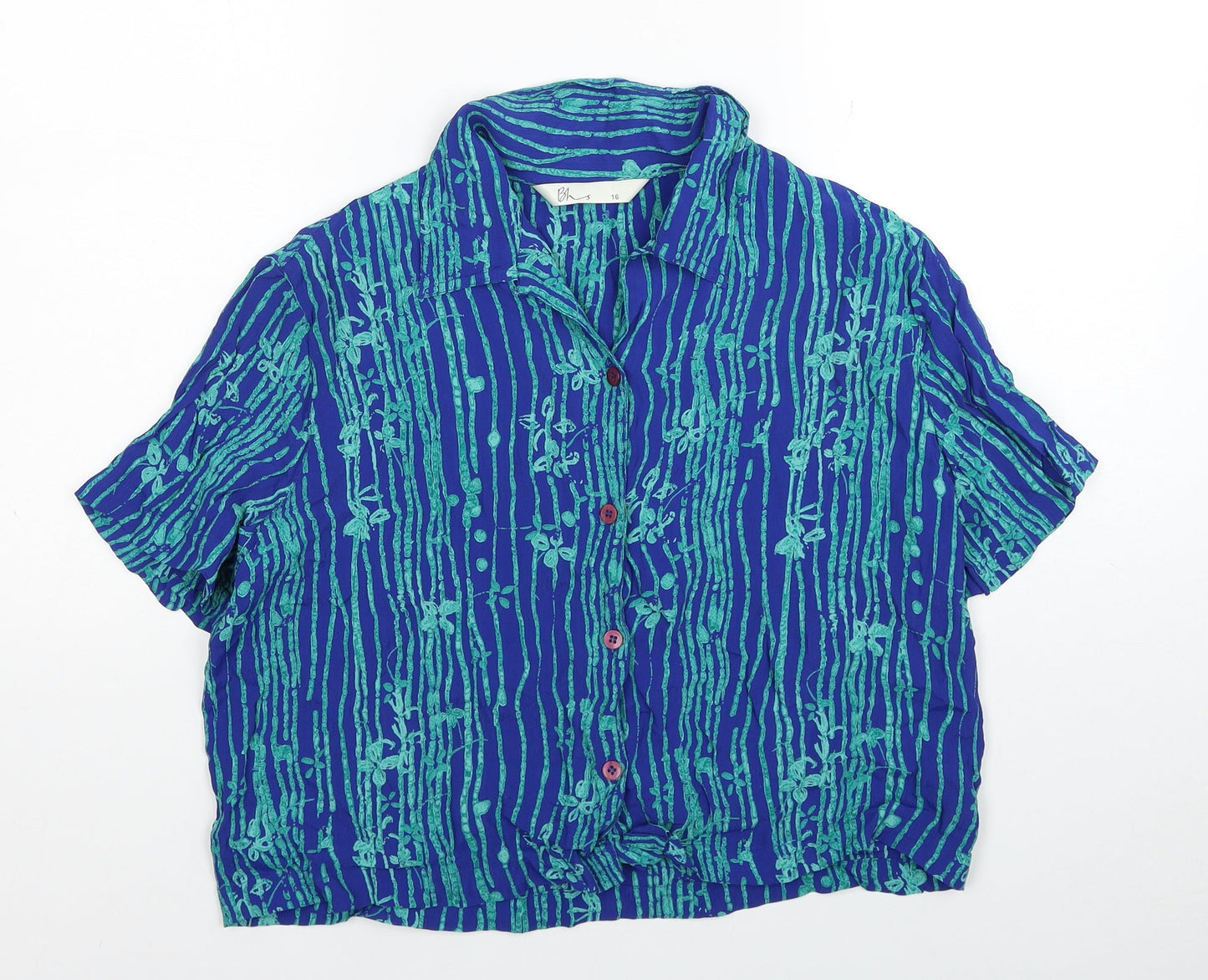 Womens UK Size 16 BHS Blue Basic Button-Up