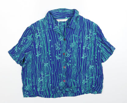 Womens UK Size 16 BHS Blue Basic Button-Up