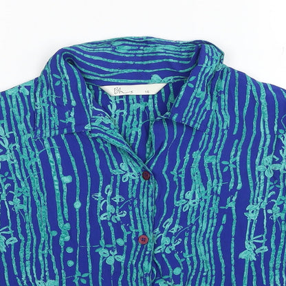 Womens UK Size 16 BHS Blue Basic Button-Up