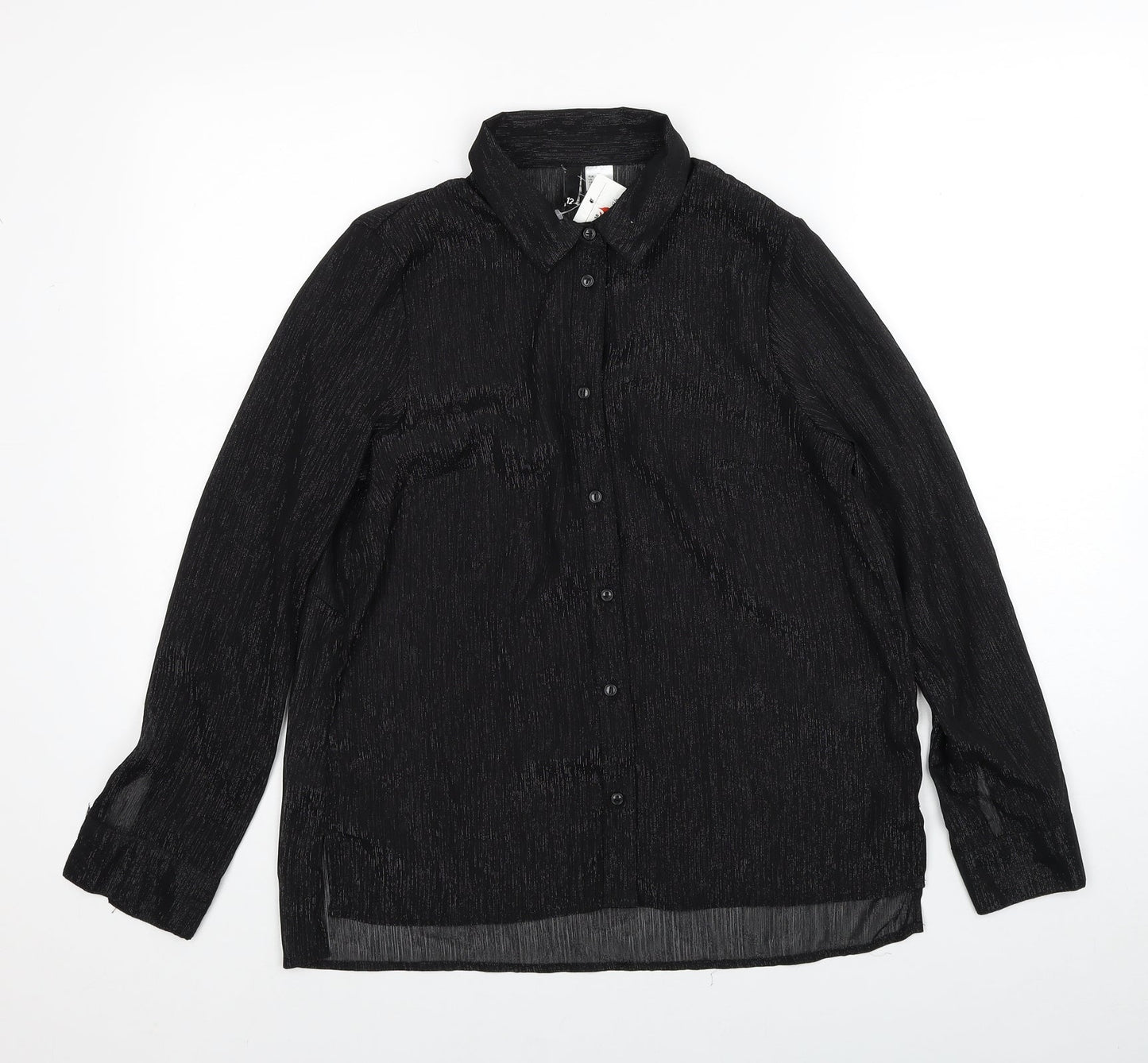 Womens UK Size 12 Divided by H&M Black Basic Button-Up