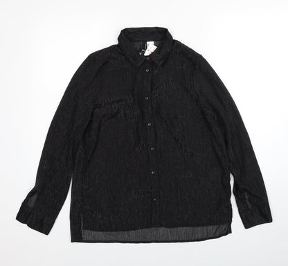 Womens UK Size 12 Divided by H&M Black Basic Button-Up