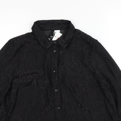 Womens UK Size 12 Divided by H&M Black Basic Button-Up