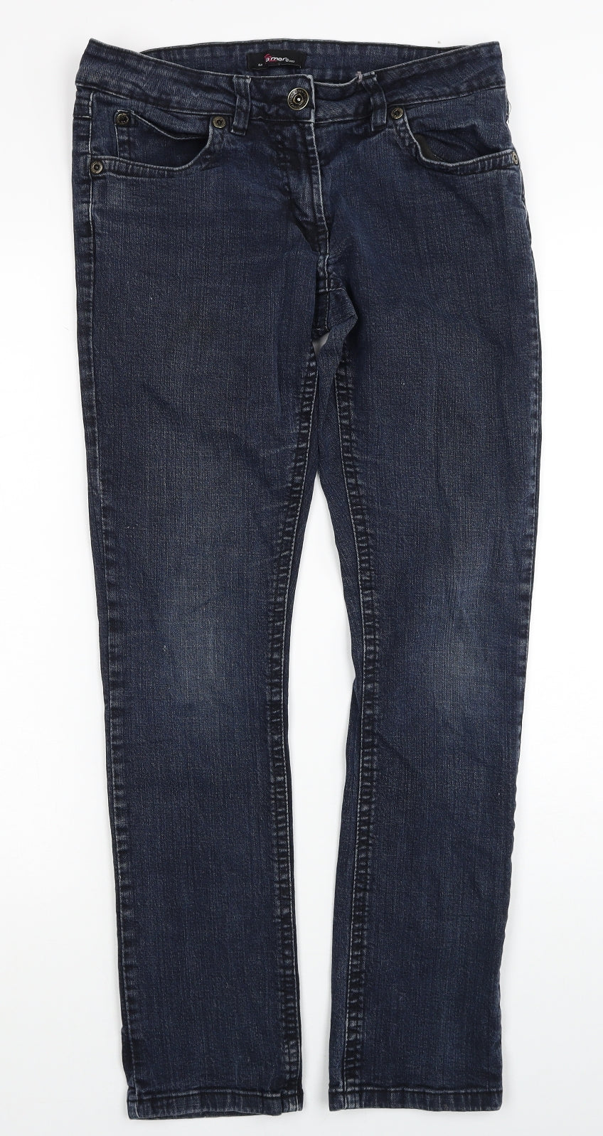 Fazmer Womens Blue Cotton Straight Jeans Size 12 Regular Zip