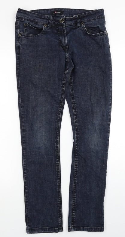 Fazmer Womens Blue Cotton Straight Jeans Size 12 Regular Zip