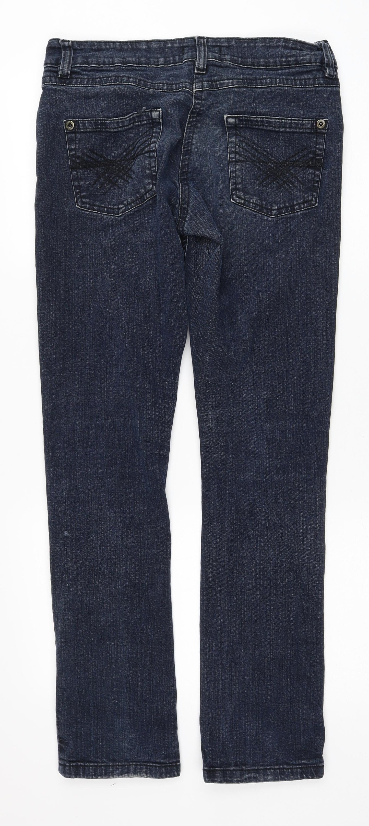 Fazmer Womens Blue Cotton Straight Jeans Size 12 Regular Zip
