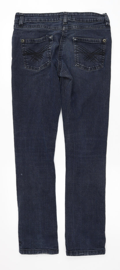 Fazmer Womens Blue Cotton Straight Jeans Size 12 Regular Zip