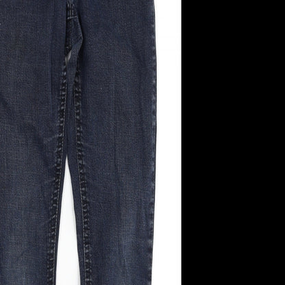 Fazmer Womens Blue Cotton Straight Jeans Size 12 Regular Zip