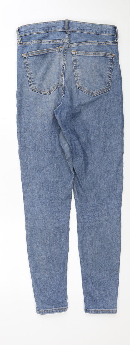 Topshop Womens Blue Cotton Skinny Jeans Size 28 L32 in Regular Zip