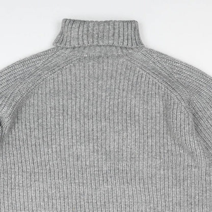 Marks and Spencer Girls Grey Polyester Jumper Dress Size 12-13 Years Roll Neck Pullover