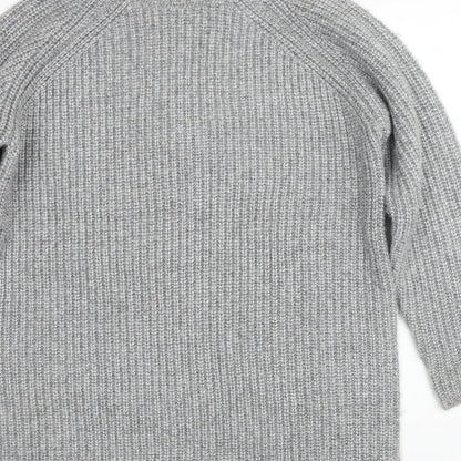 Marks and Spencer Girls Grey Polyester Jumper Dress Size 12-13 Years Roll Neck Pullover