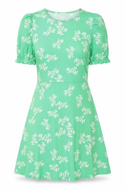 Marks and Spencer Womens Green Floral Viscose Fit & Flare Size 10 Round Neck Pullover