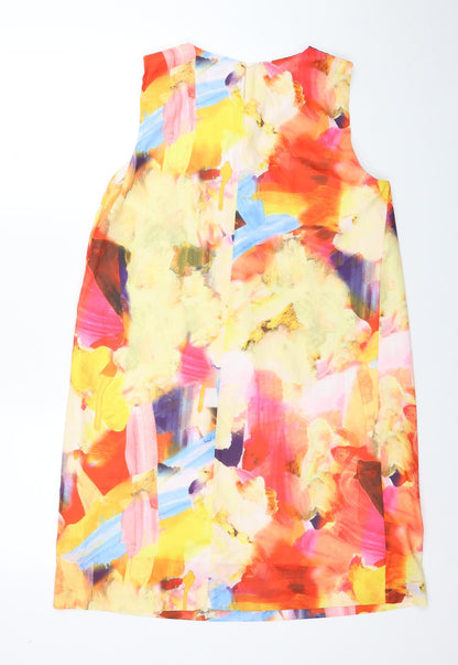 H&M Womens Multicoloured Geometric Polyester A-Line Size 12 Round Neck Zip