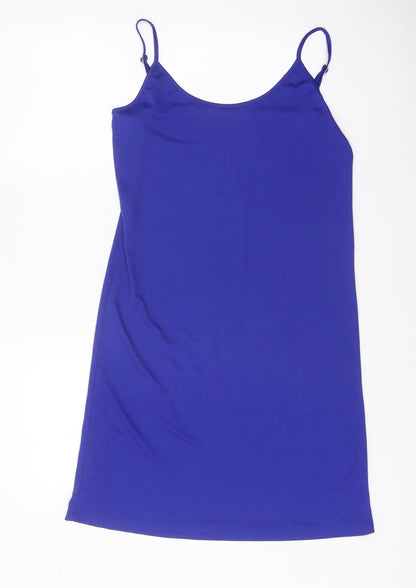 Peacocks Womens Blue Polyester Slip Dress Size 10 Scoop Neck Pullover