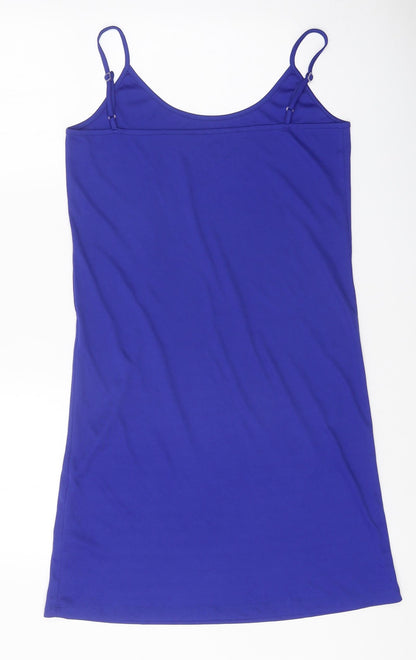 Peacocks Womens Blue Polyester Slip Dress Size 10 Scoop Neck Pullover