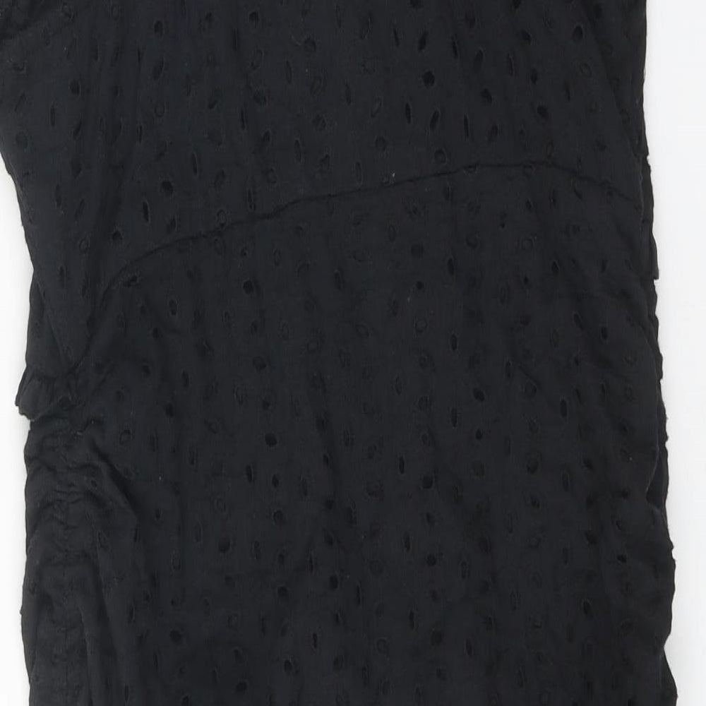 PRETTYLITTLETHING Womens Black Cotton Bodycon Size 12 Sweetheart Zip