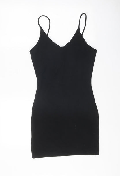 Mango Womens Black Polyester Bodycon Size S V-Neck Pullover