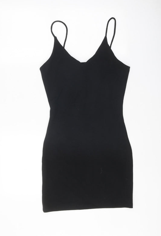 Mango Womens Black Polyester Bodycon Size S V-Neck Pullover