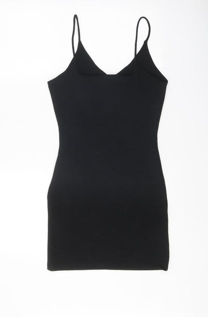 Mango Womens Black Polyester Bodycon Size S V-Neck Pullover