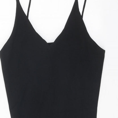 Mango Womens Black Polyester Bodycon Size S V-Neck Pullover