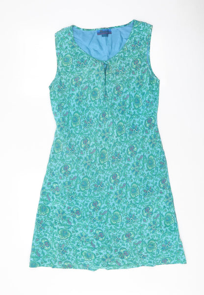 Monsoon Womens Green Floral Polyester A-Line One Size Scoop Neck Tie - Tie Neck Detail