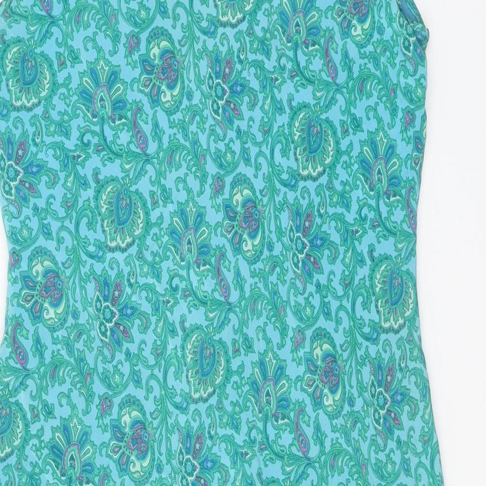 Monsoon Womens Green Floral Polyester A-Line One Size Scoop Neck Tie - Tie Neck Detail