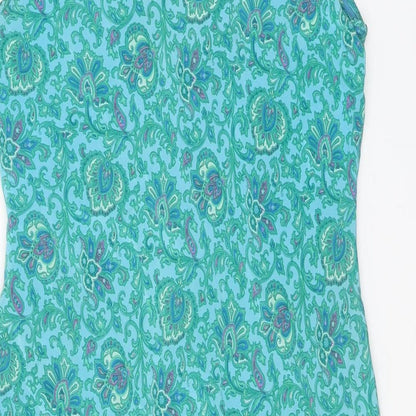 Monsoon Womens Green Floral Polyester A-Line One Size Scoop Neck Tie - Tie Neck Detail