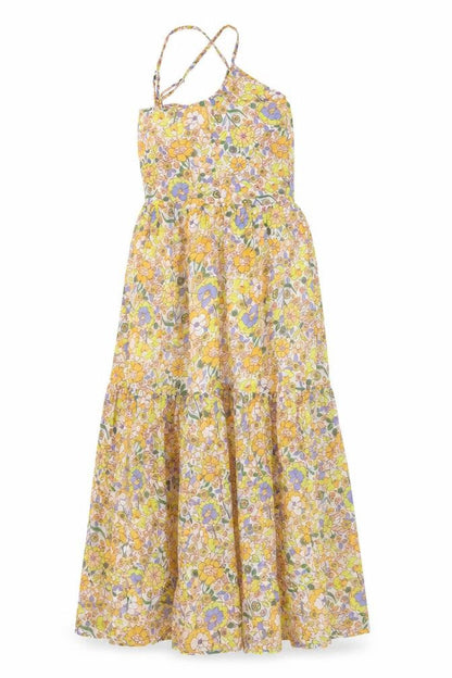 Violet Romance Womens Yellow Floral Polyester Maxi Size 6 V-Neck Pullover