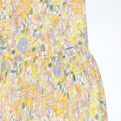 Violet Romance Womens Yellow Floral Polyester Maxi Size 6 V-Neck Pullover
