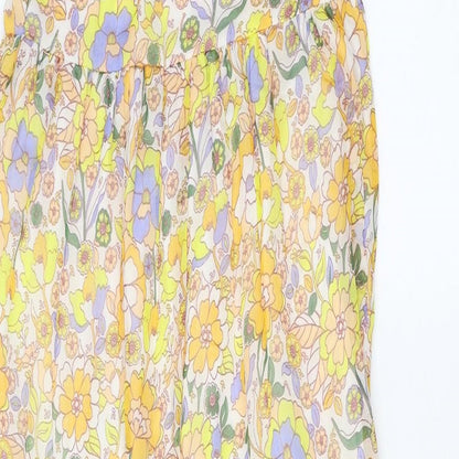 Violet Romance Womens Yellow Floral Polyester Maxi Size 6 V-Neck Pullover