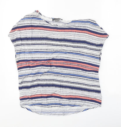 Primark Womens White Geometric Viscose Basic Blouse Size 8 Round Neck