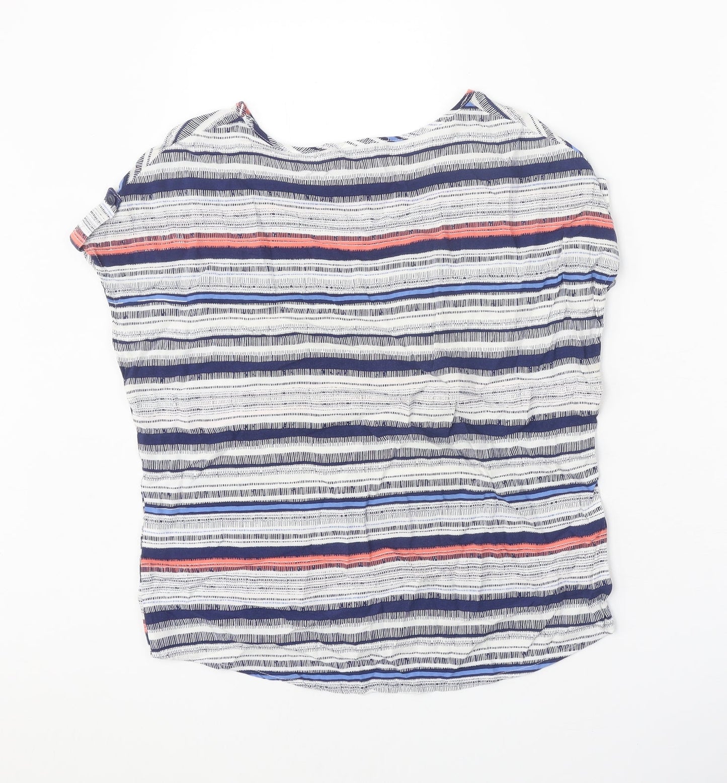 Primark Womens White Geometric Viscose Basic Blouse Size 8 Round Neck