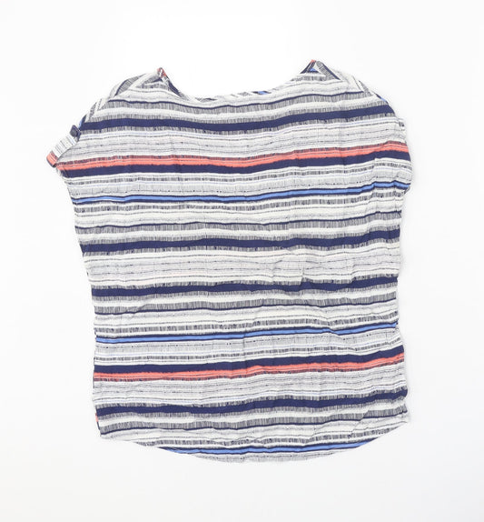 Primark Womens White Geometric Viscose Basic Blouse Size 8 Round Neck