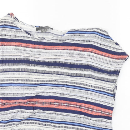 Primark Womens White Geometric Viscose Basic Blouse Size 8 Round Neck