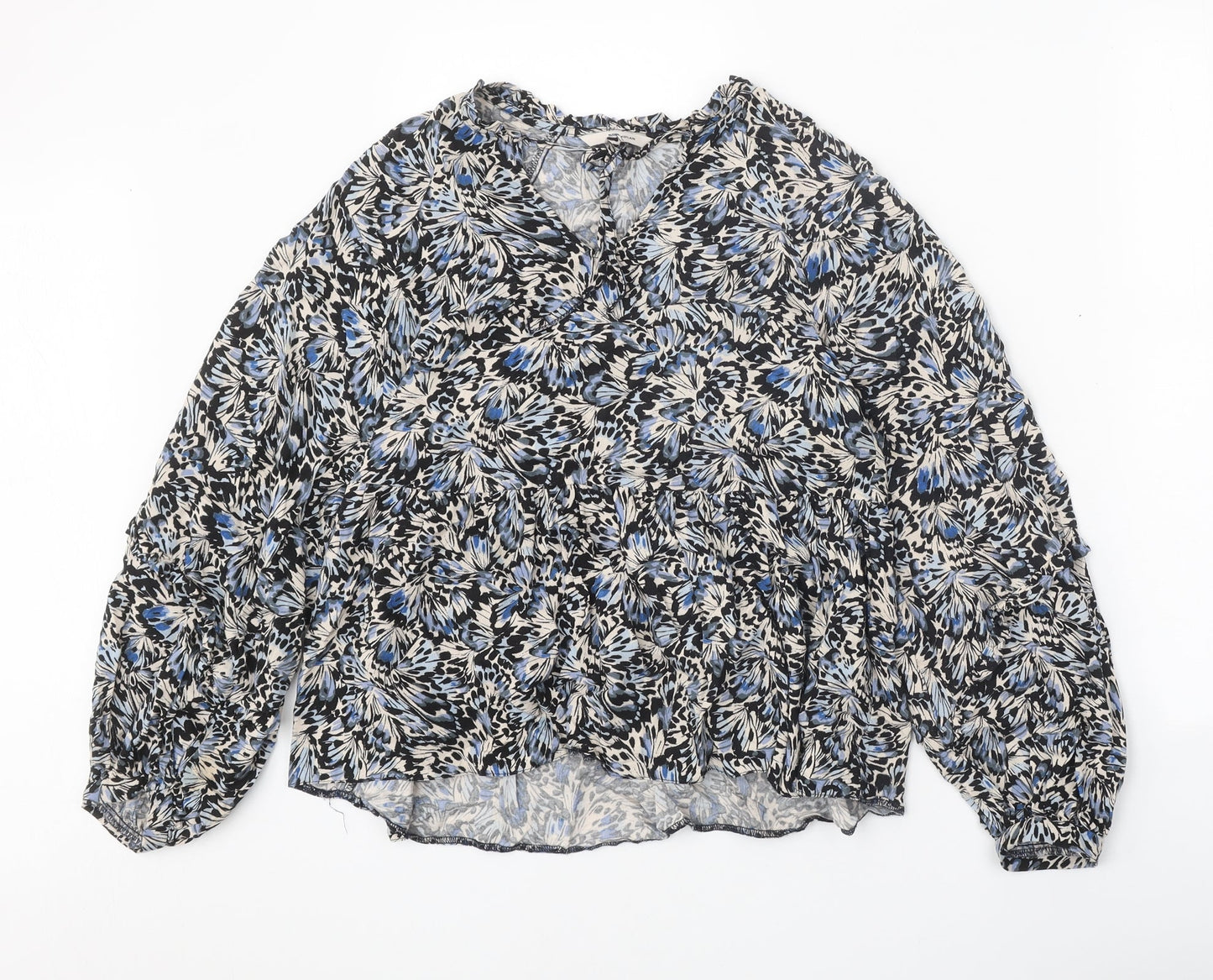 TU Womens Multicoloured Geometric Viscose Basic Blouse Size 8 V-Neck - Butterfly Print