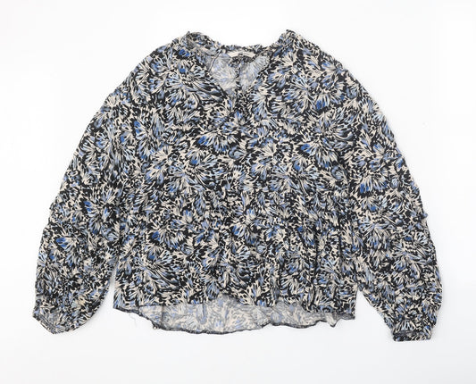 TU Womens Multicoloured Geometric Viscose Basic Blouse Size 8 V-Neck - Butterfly Print