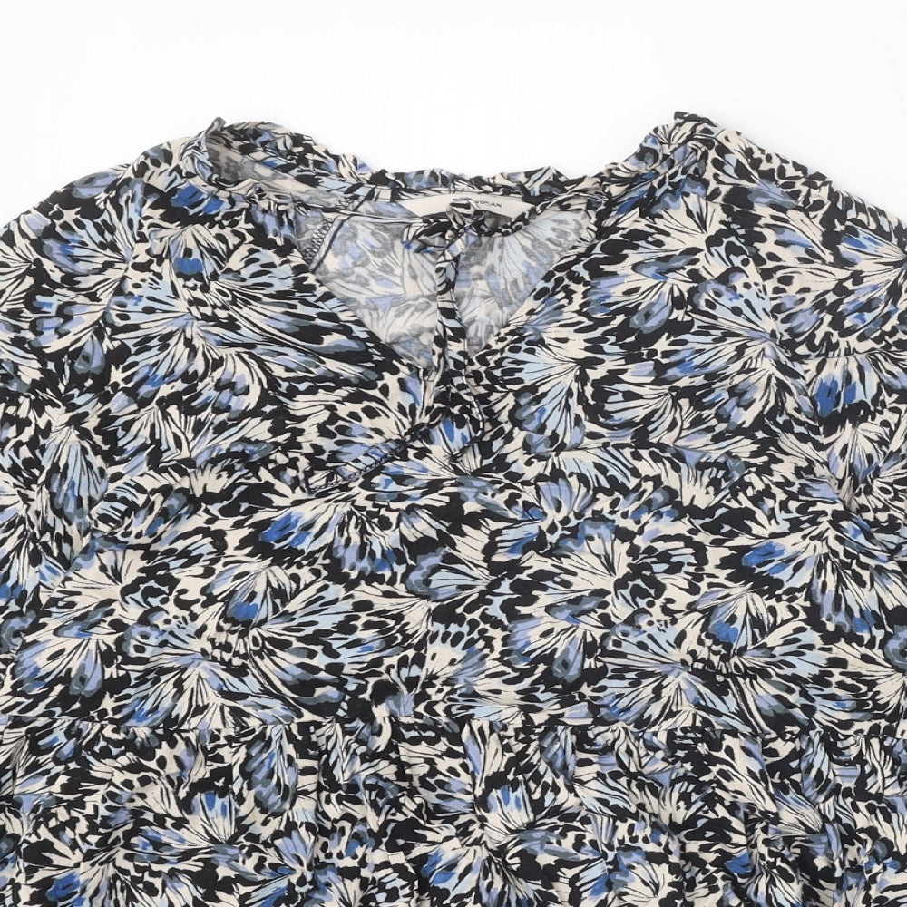 TU Womens Multicoloured Geometric Viscose Basic Blouse Size 8 V-Neck - Butterfly Print